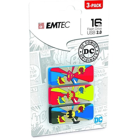 Emtec 16 GB M700 Super Hero Flash Drive, 3PK EM96315